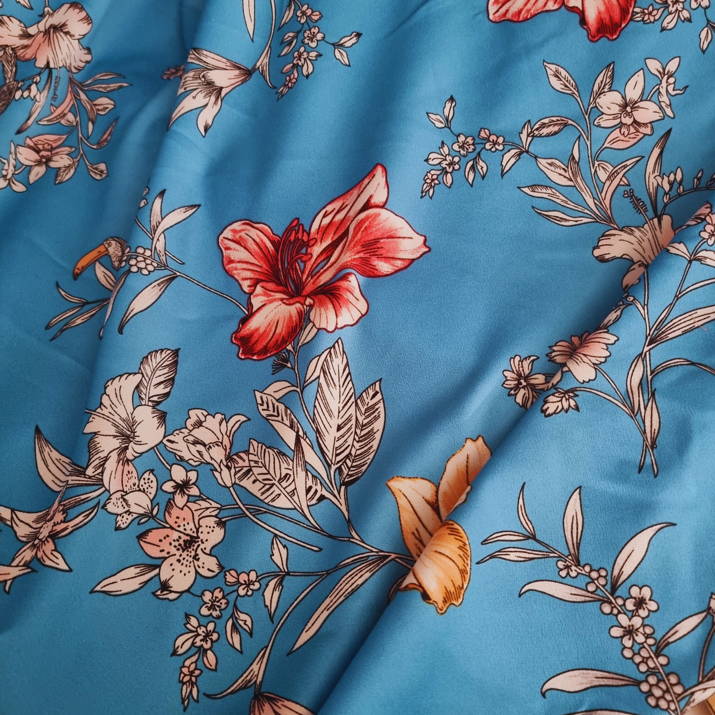 Toucan Blue Crepe De Chine