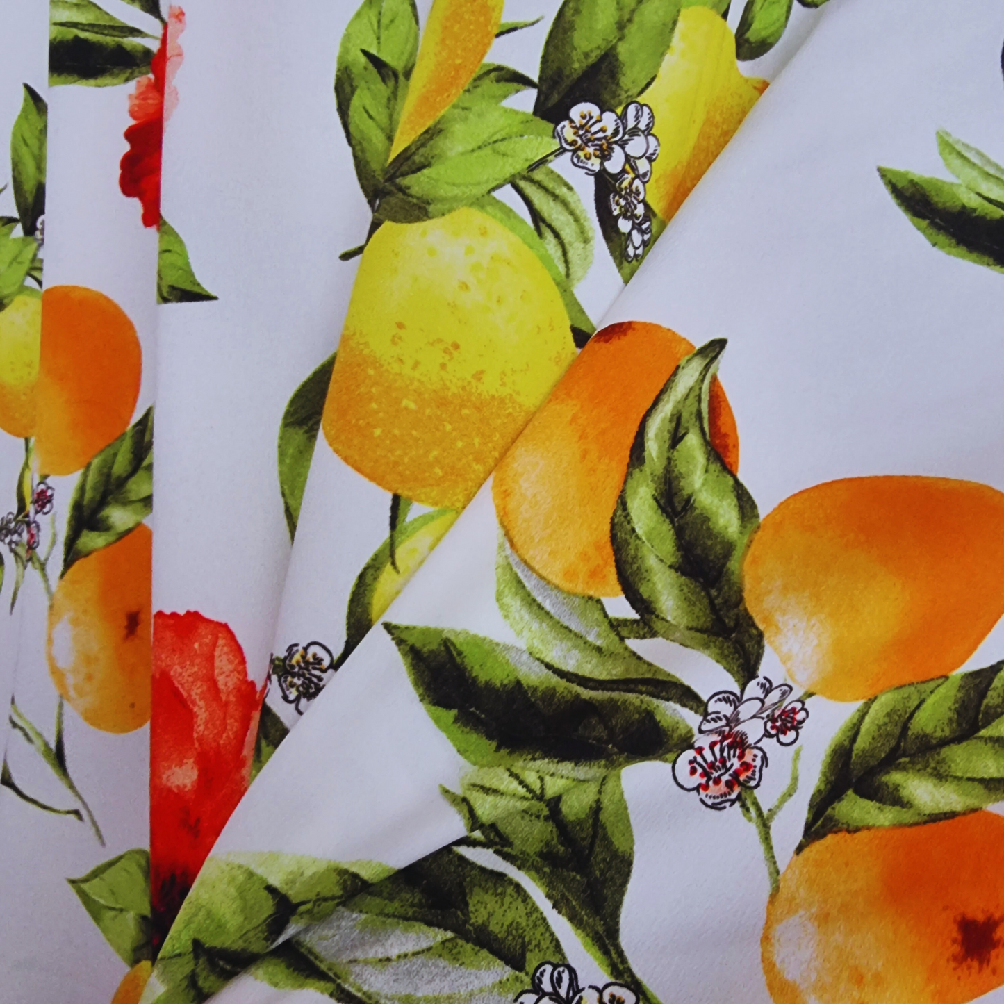 White With Oranges Crepe De Chine