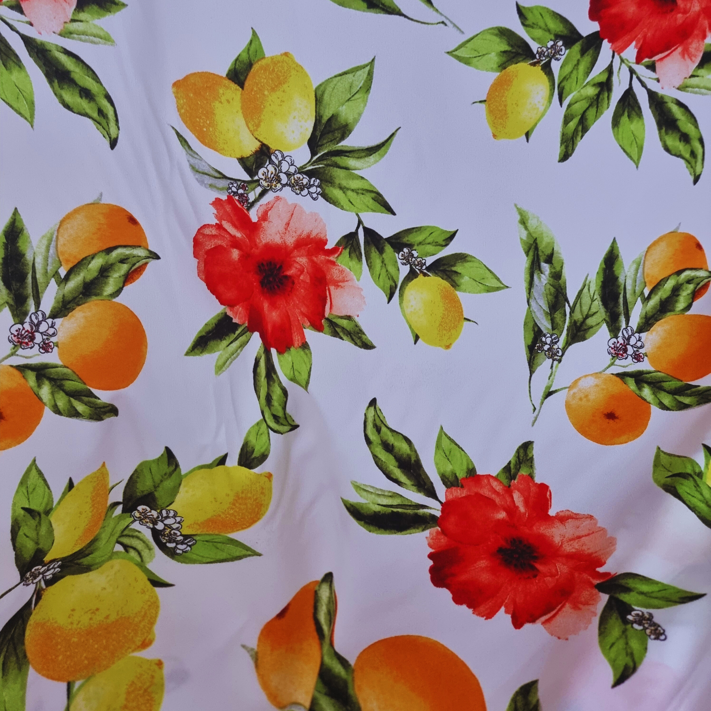 White With Oranges Crepe De Chine