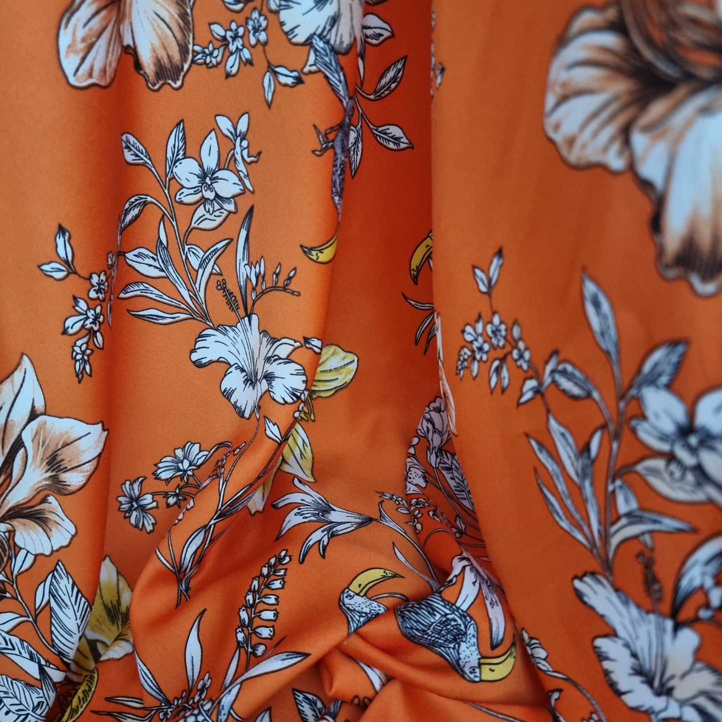 Orange Toucan Crepe De Chine