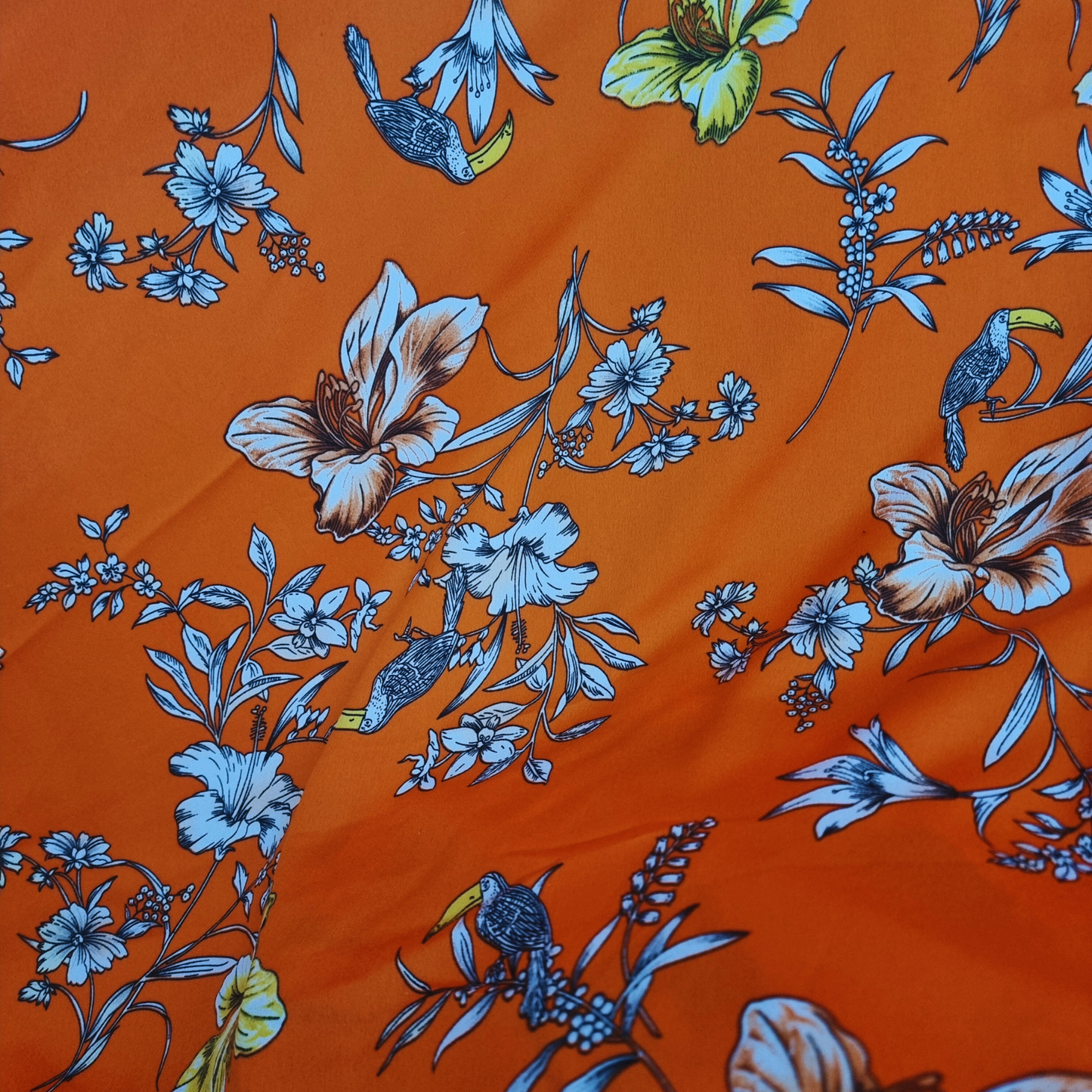 Orange Toucan Crepe De Chine