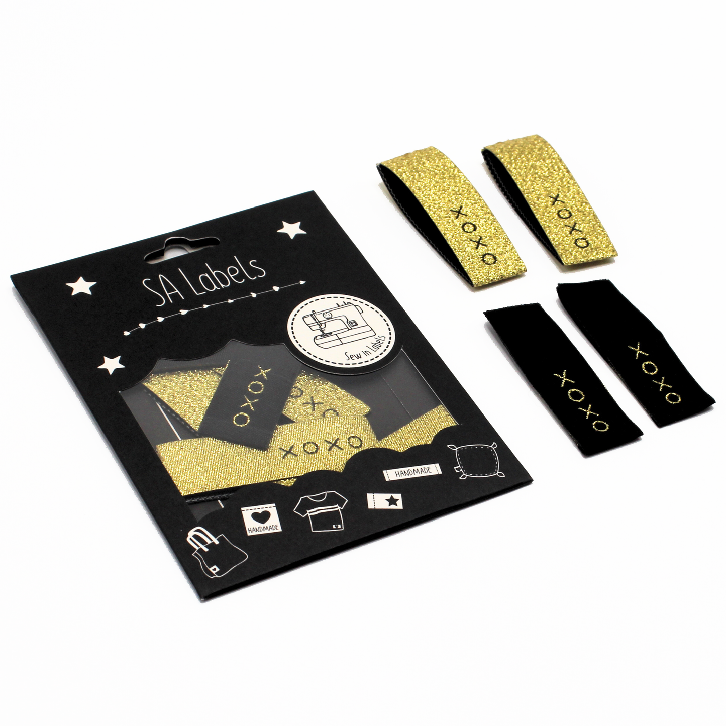 XOXO Metallic Black & Gold Multipack | Woven Sew In Labels