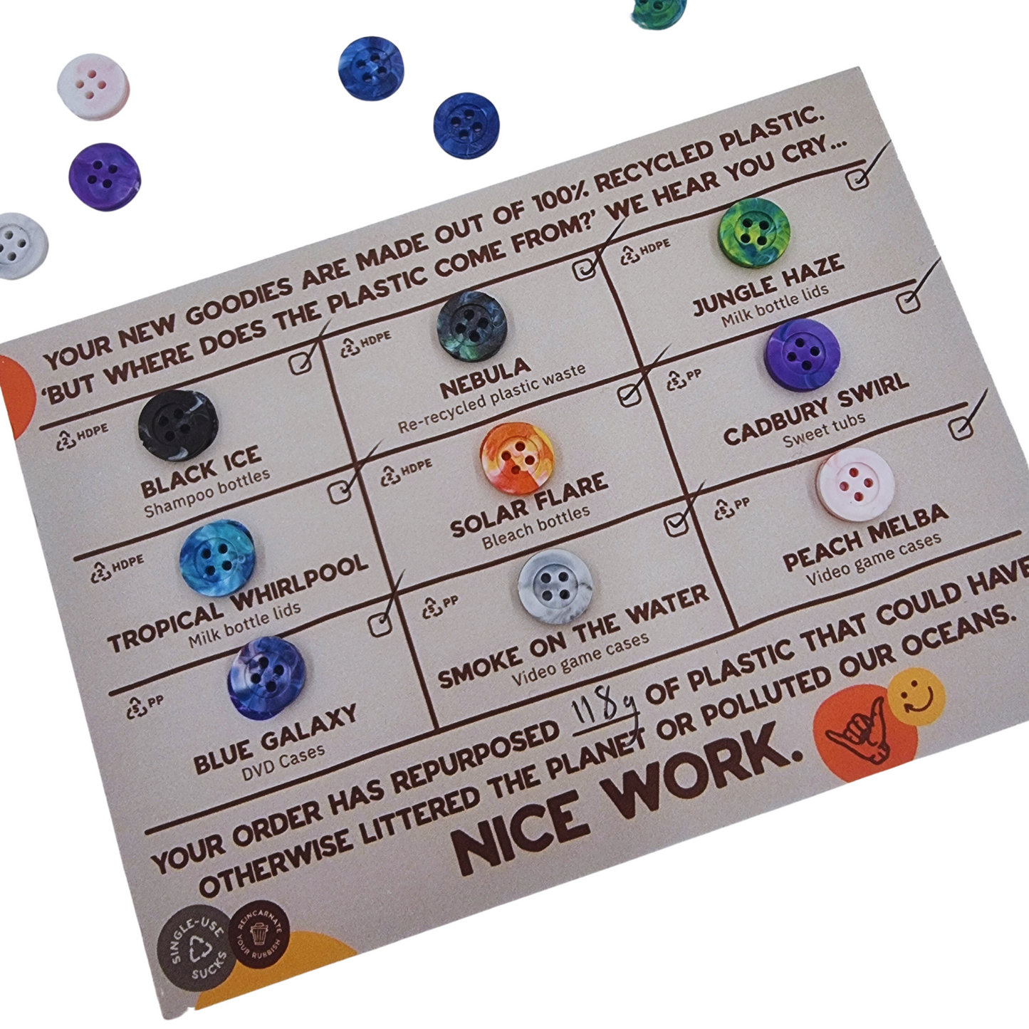 Smoke on the Water | 100% Recycled Plastic Buttons