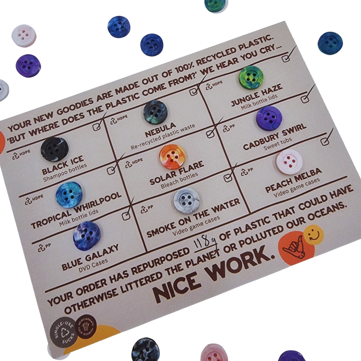 Mixed Assortment Buttons | 100% Recycled Plastic Buttons