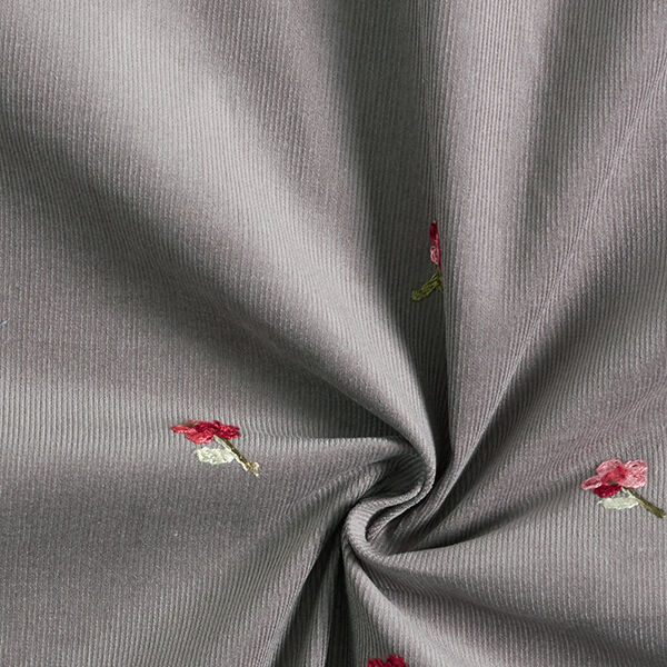 Grey Red Embroidered Cotton Baby Cord