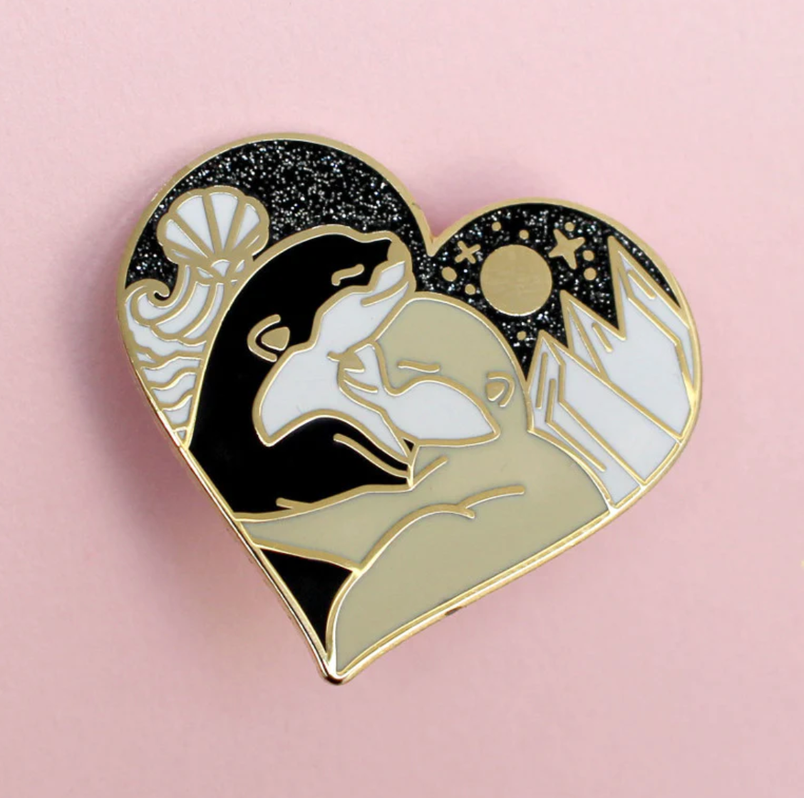 Land & Sea Hugging Otters | Lapel Pin | Glitter Punk