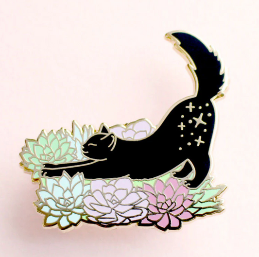 Cat in Succulents | Lapel Pin | Glitter Punk