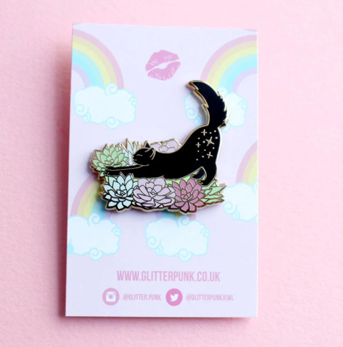 Cat in Succulents | Lapel Pin | Glitter Punk