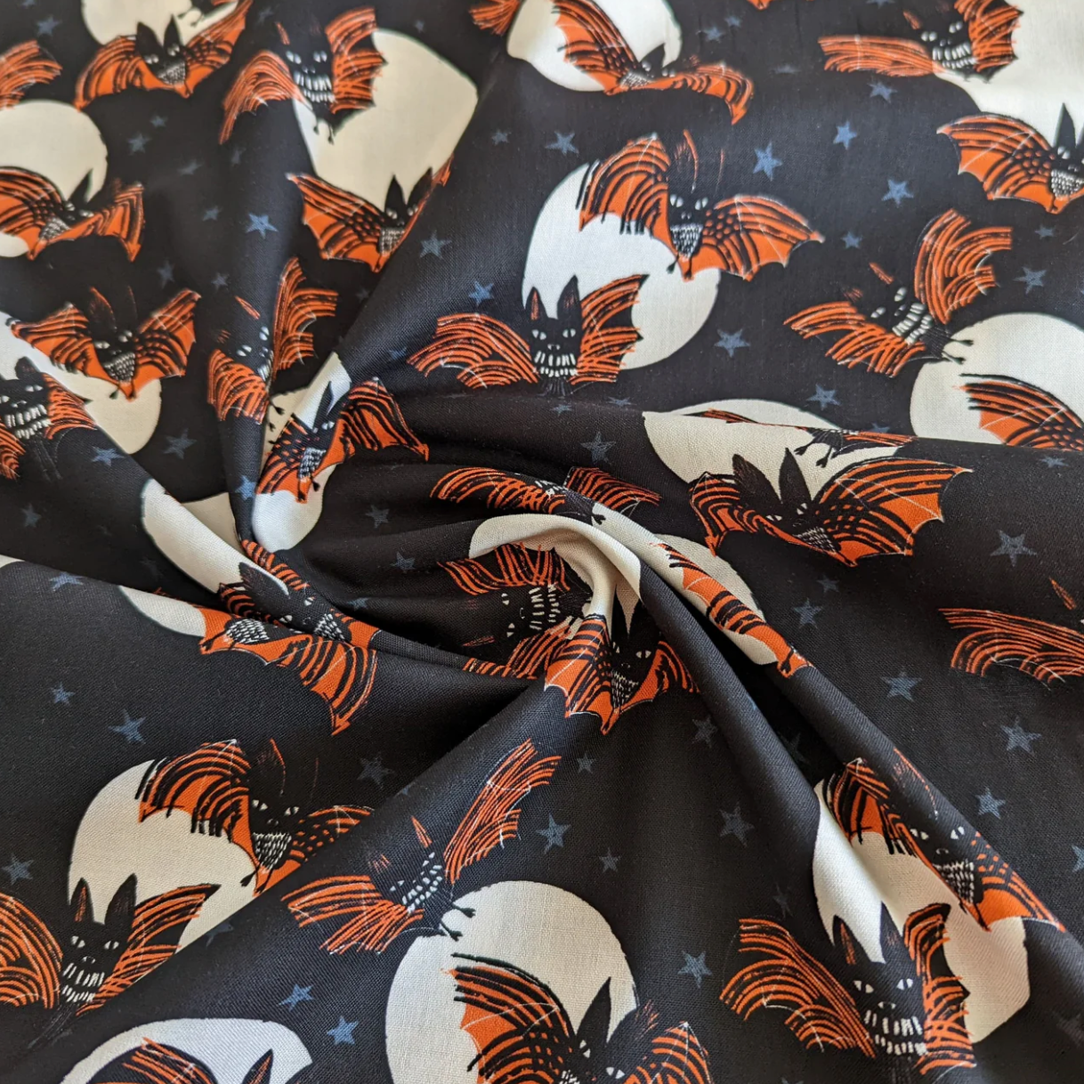 Full Moon Bats And Stars Cotton | Dashwood Studio