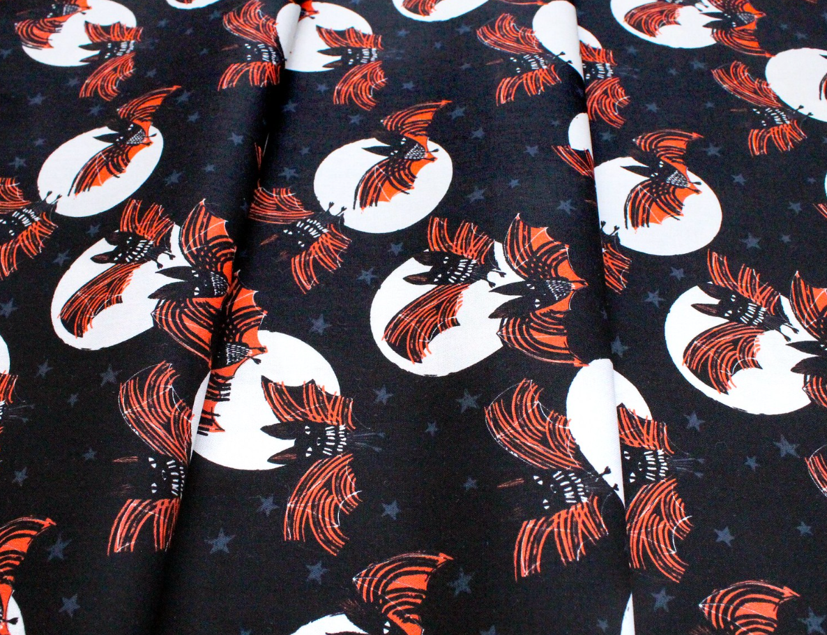 Full Moon Bats And Stars Cotton | Dashwood Studio