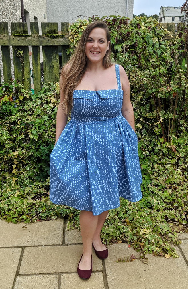 Denim Ditsy Heart Cotton Poplin