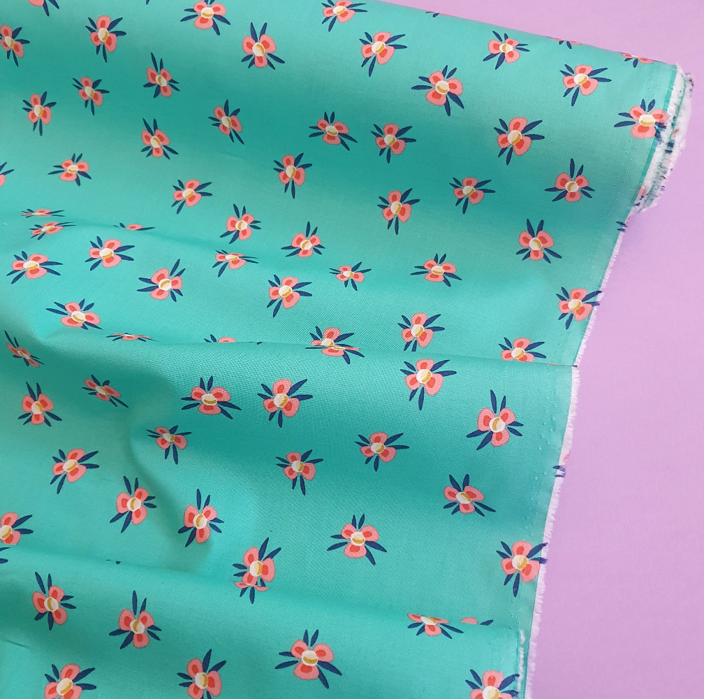 Turquoise Floral Cotton | Hamburger Liebe