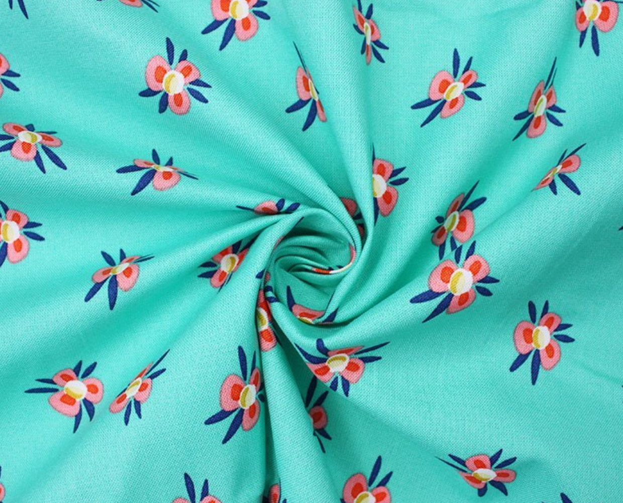 Turquoise Floral Cotton | Hamburger Liebe