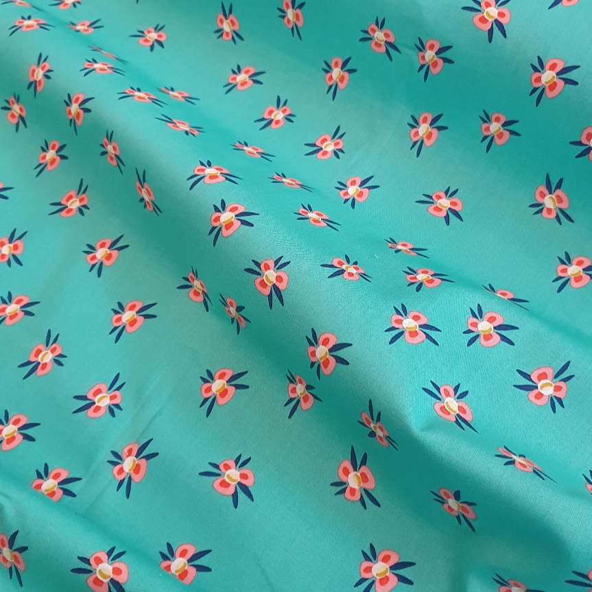 Turquoise Floral Cotton | Hamburger Liebe