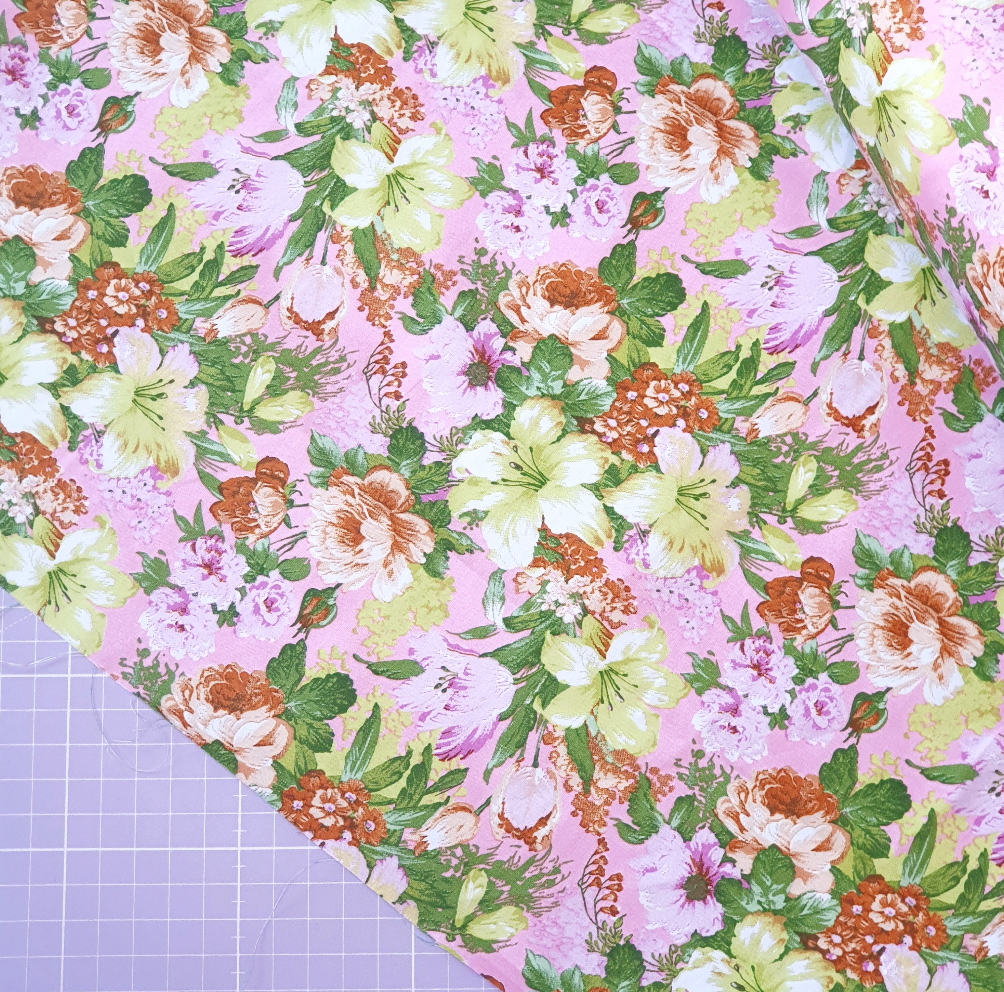 Pink And Green Tropical Floral Cotton Poplin