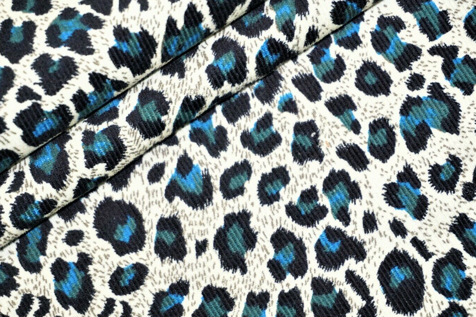 Teal Leopard Baby Cord