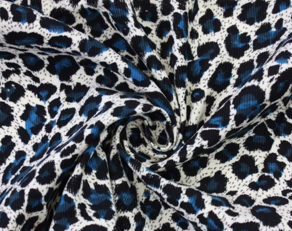 Teal Leopard Baby Cord