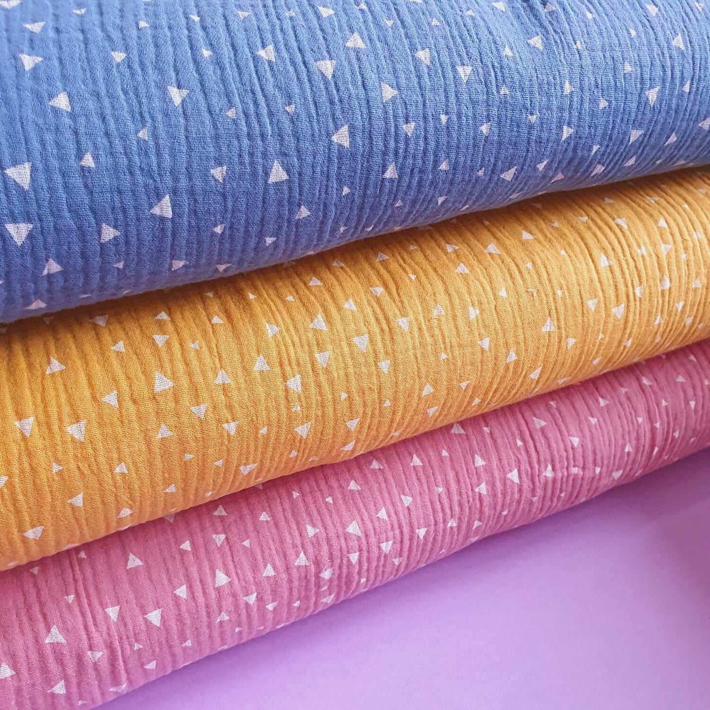 Dusky Pink Triangles Double Gauze