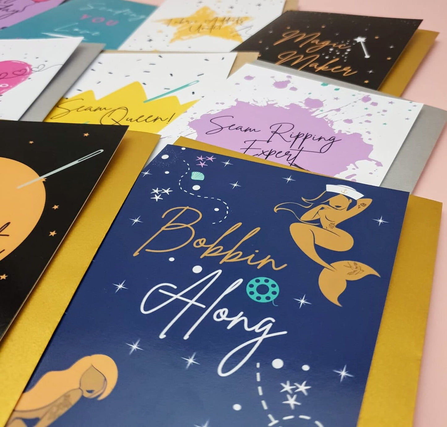 Bobbin Along | Sewing Themed Greeting Card
