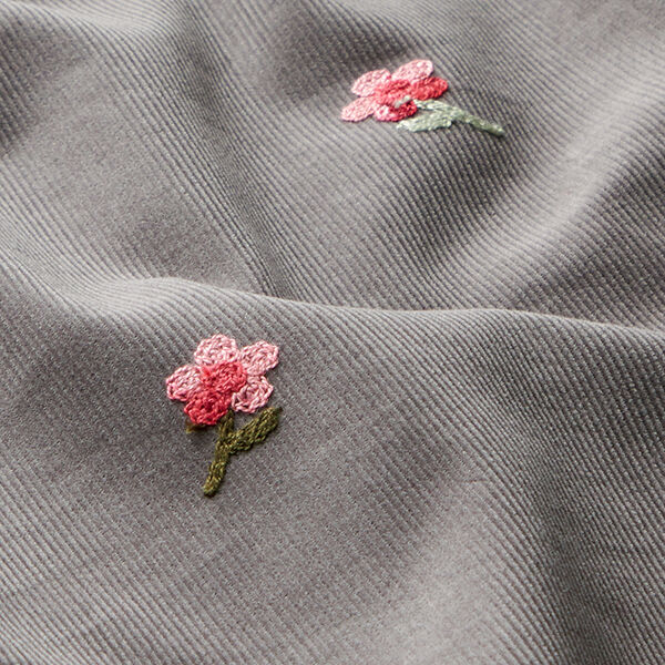 Grey Red Embroidered Cotton Baby Cord