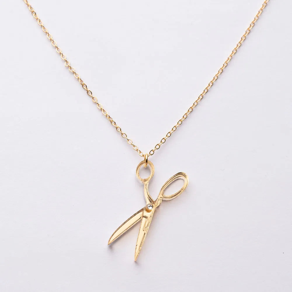 Gold Mirror Acrylic Scissors Necklace | Sew Dainty