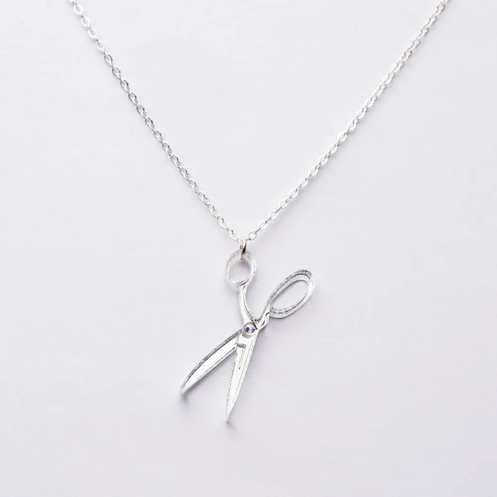 Silver Mirror Acrylic Scissors Necklace | Sew Dainty