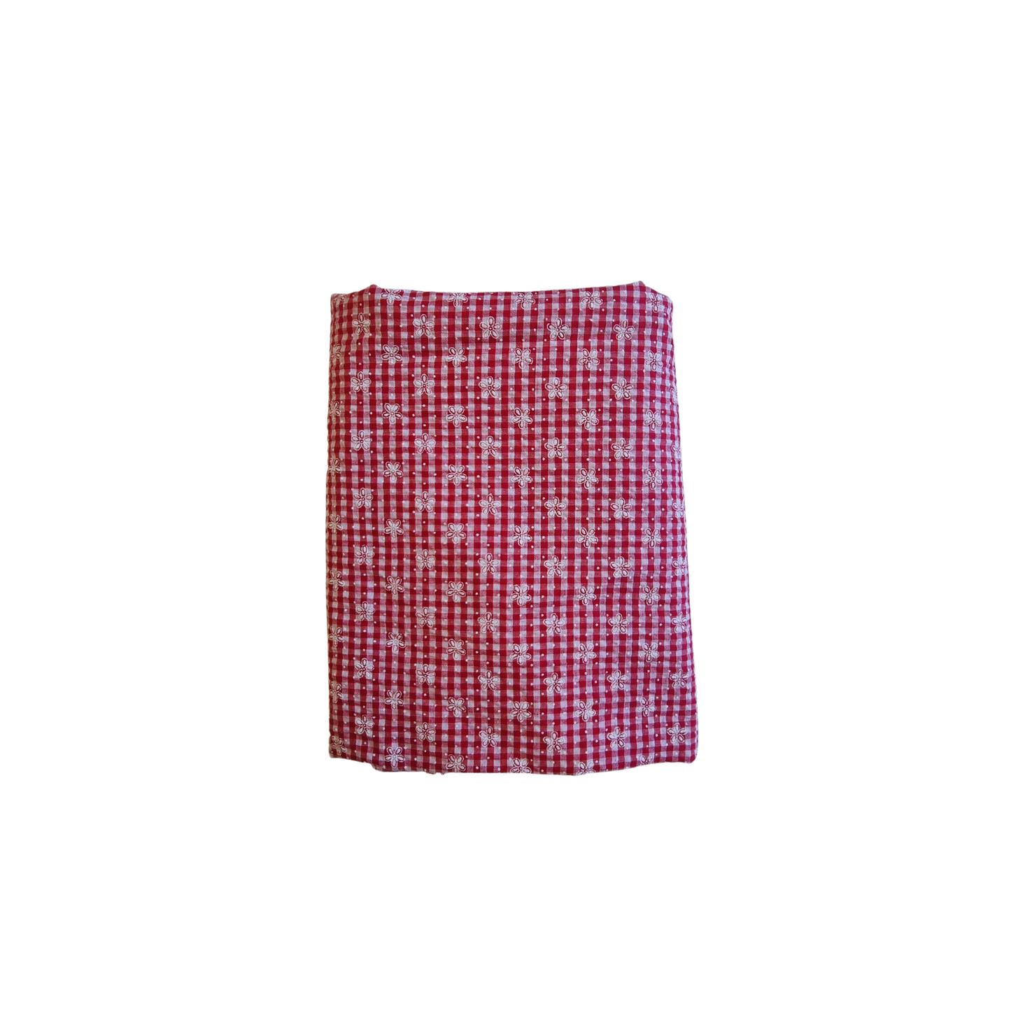 93 cm x 140 cm | Red Cotton Embroidered Gingham