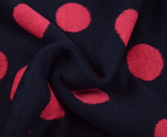 Pink Polka Dot Wool Blend
