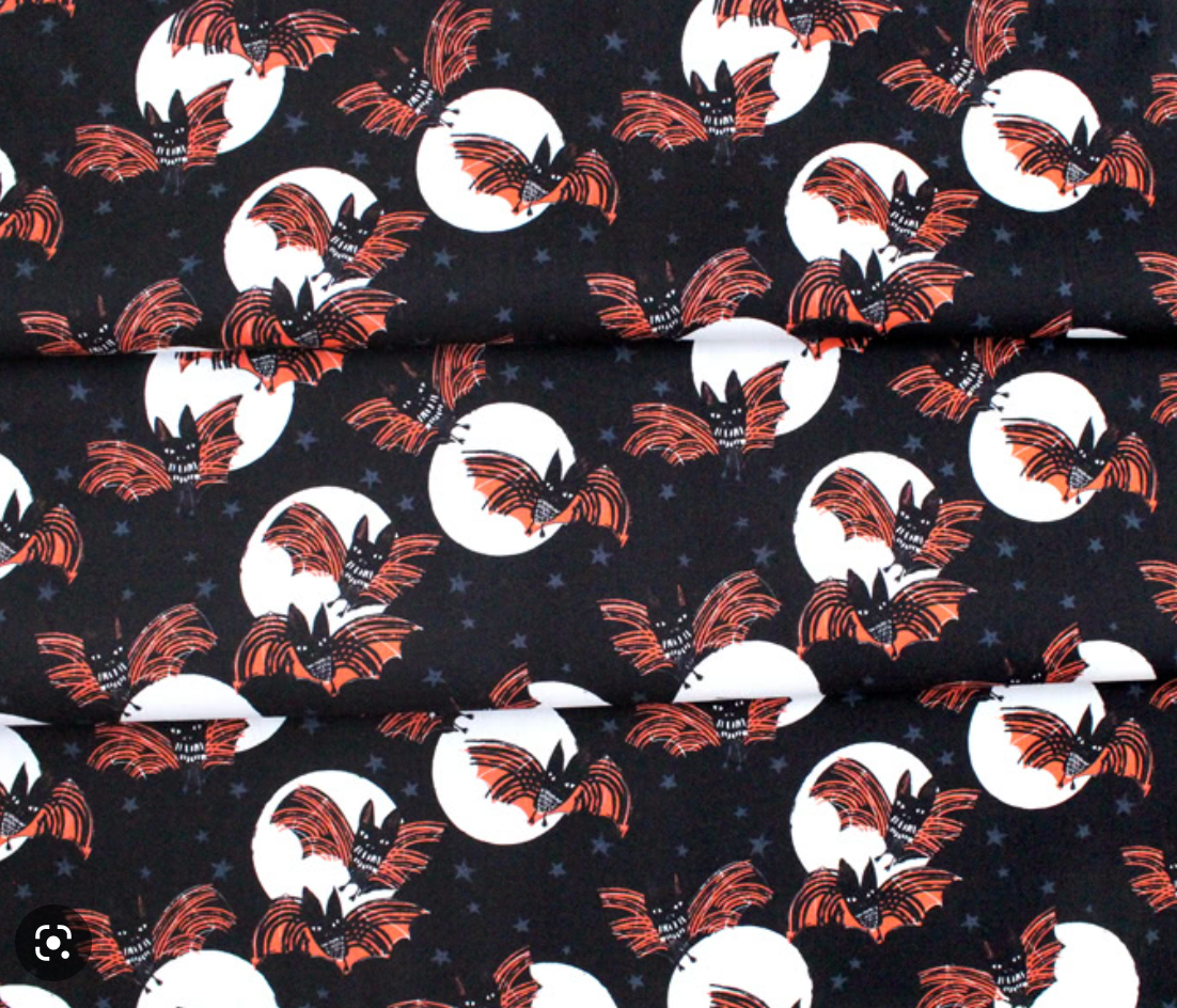 Full Moon Bats And Stars Cotton | Dashwood Studio