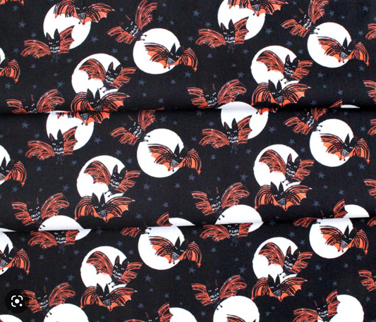 Full Moon Bats And Stars Cotton | Dashwood Studio
