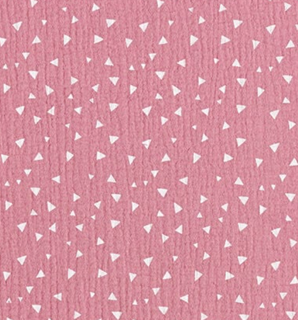 Dusky Pink Triangles Double Gauze