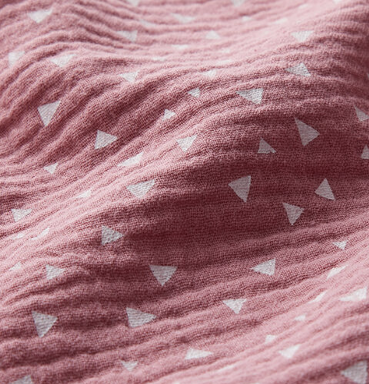 Dusky Pink Triangles Double Gauze