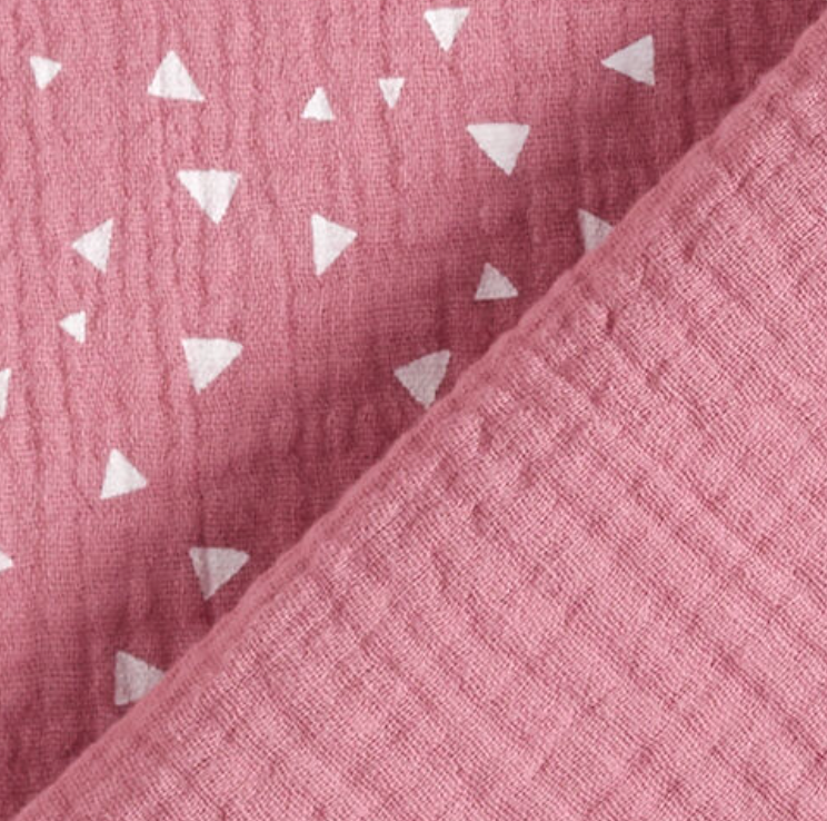 Dusky Pink Triangles Double Gauze