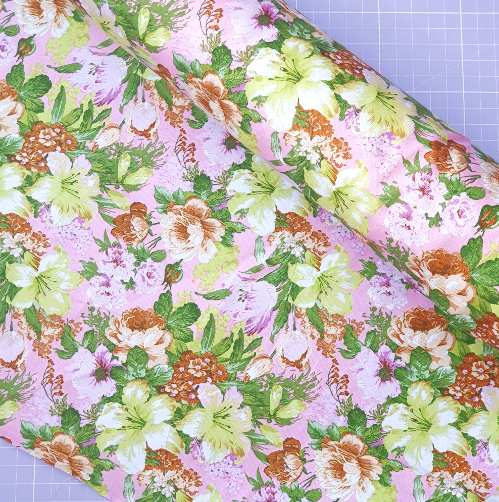 Pink And Green Tropical Floral Cotton Poplin