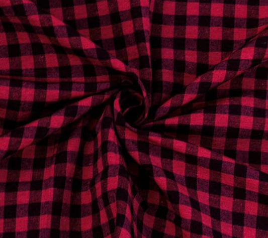 Brushed Red And Black Checked Polycotton
