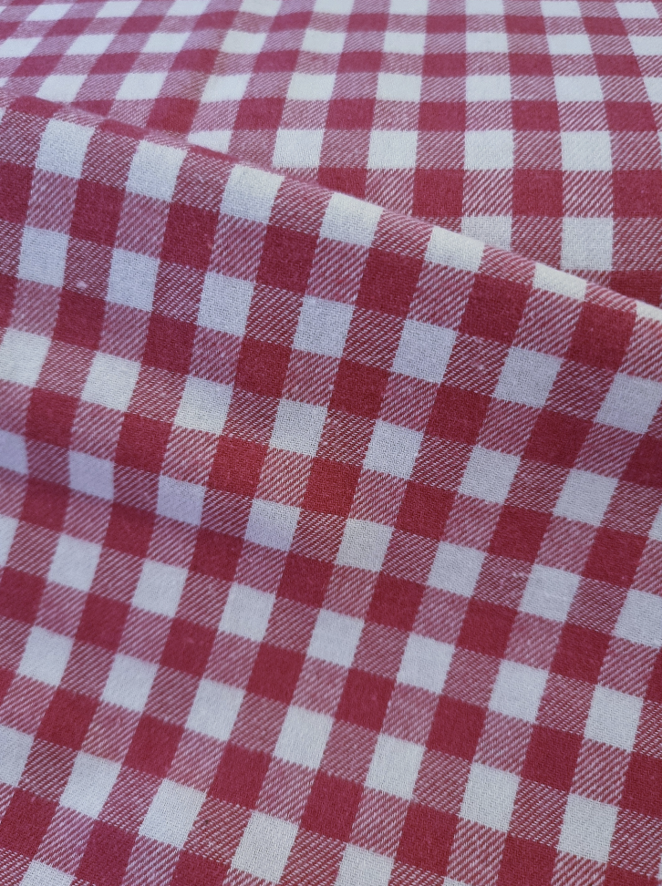 Brushed Pink Checked Polycotton