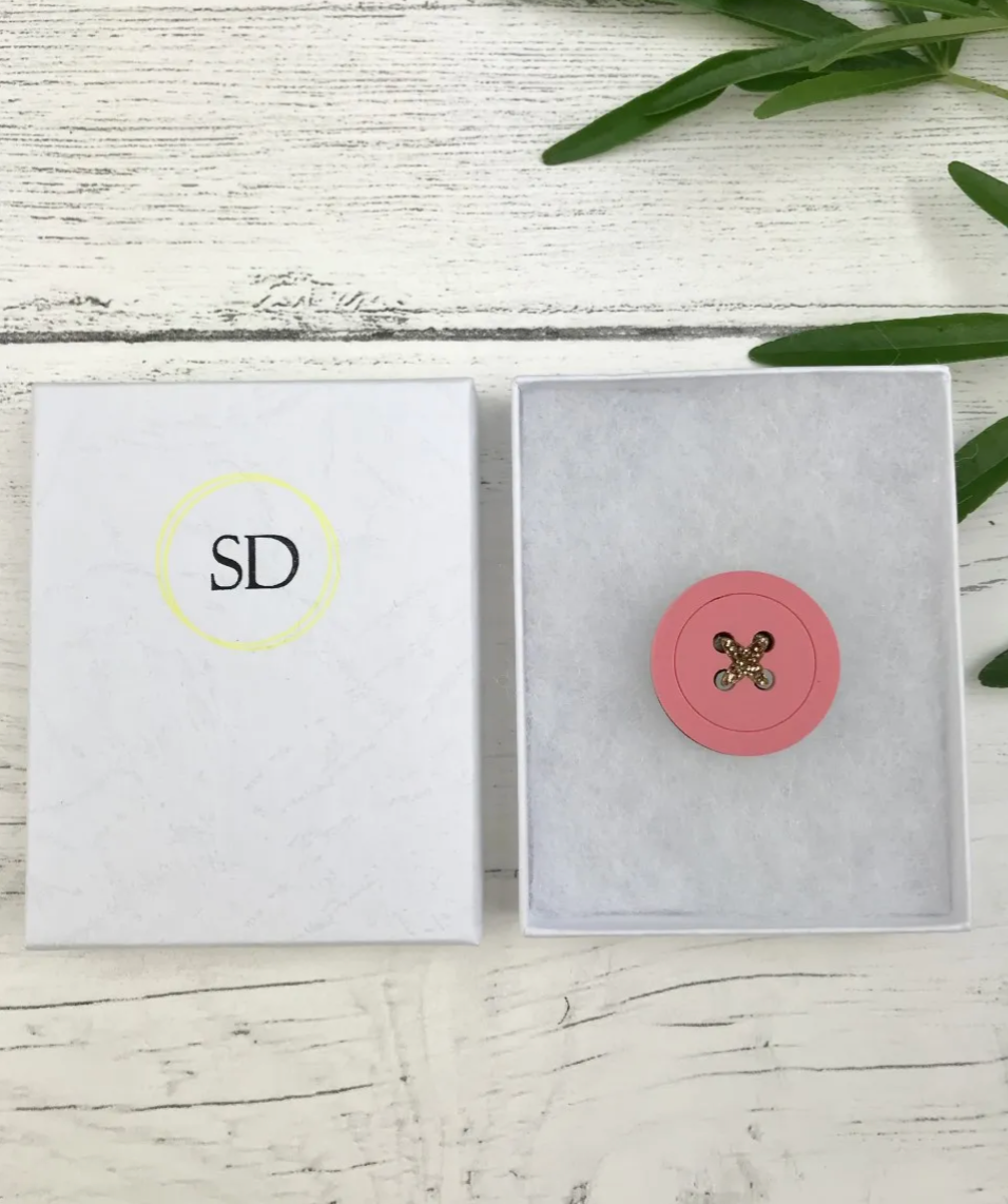 Pastel Pink Acrylic Button Brooch | Sew Dainty