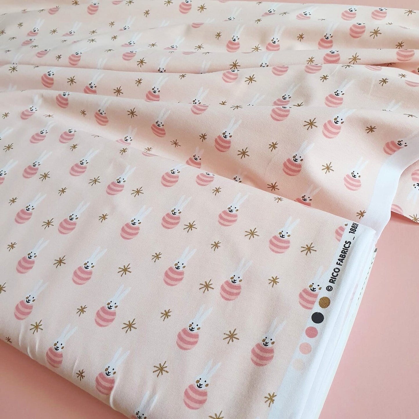 Metallic Rose And Gold Hare Jersey | Rico Design
