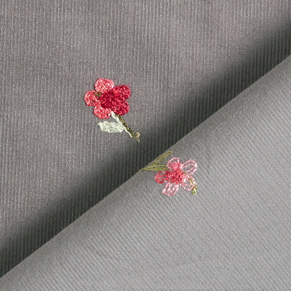 Grey Red Embroidered Cotton Baby Cord