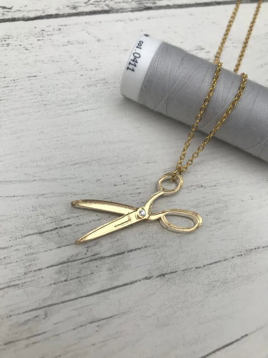 Gold Mirror Acrylic Scissors Necklace | Sew Dainty